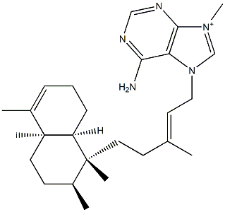 6-Amino-9-methyl-7-[(2E)-3-methyl-5-[(1R)-1,2,3,4,4a,7,8,8aα-octahydro-1,2β,4aα,5-tetramethylnaphthalen-1α-yl]-2-pentenyl]-7H-purin-9-ium 结构式