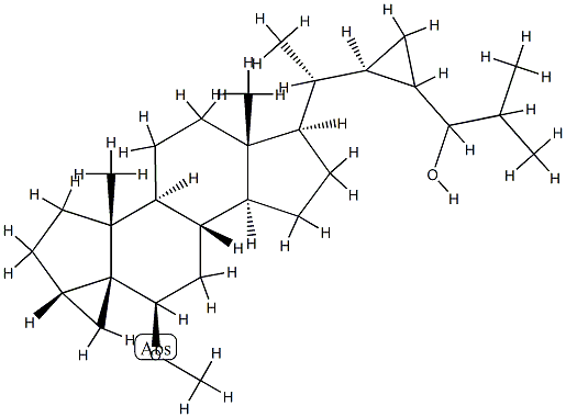 6β-Methoxy-3β,5α-cyclo-28,33-dinorgorgostan-24-ol 结构式