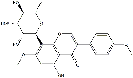 8-(6-Deoxy-α-L-mannopyranosyl)-5-hydroxy-7-methoxy-3-(4-methoxyphenyl)-4H-1-benzopyran-4-one 结构式