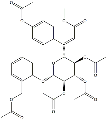 2-[(Acetyloxy)methyl]phenyl 2-O,3-O,4-O-triacetyl-6-O-[3-[4-(acetoxy)phenyl]propenoyl]-β-D-glucopyranoside 结构式