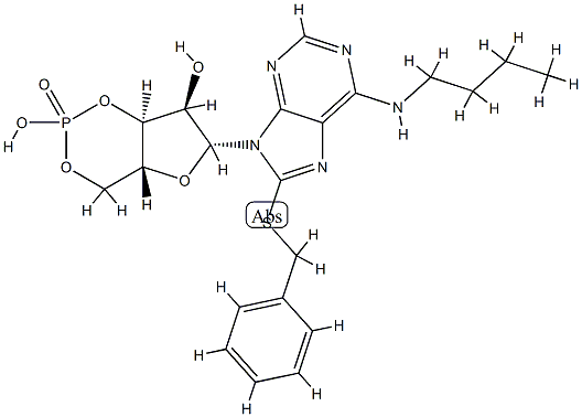 8-benzylthio-N(6)-n-butyladenosine cyclic-3,5'-monophosphate 结构式