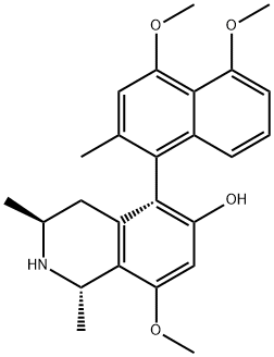 (1S)-1,2,3,4-Tetrahydro-8-methoxy-1α,3β-dimethyl-5-[(aR)-4,5-dimethoxy-2-methyl-1-naphthalenyl]isoquinoline-6-ol 结构式