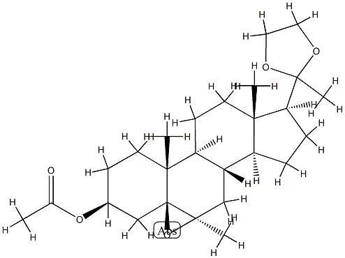 3β-(Acetyloxy)-5,6β-epoxy-6α-methyl-5β-pregnan-20-one ethylene acetal 结构式