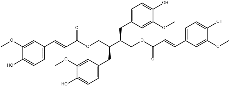 9,9'-二-O-(E)-阿魏酰开环异落叶松脂素 结构式