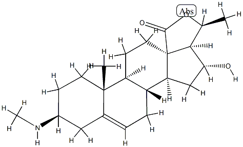 (20S)-16α,20-Dihydroxy-3β-(methylamino)pregn-5-en-18-oic acid 18,20-lactone 结构式