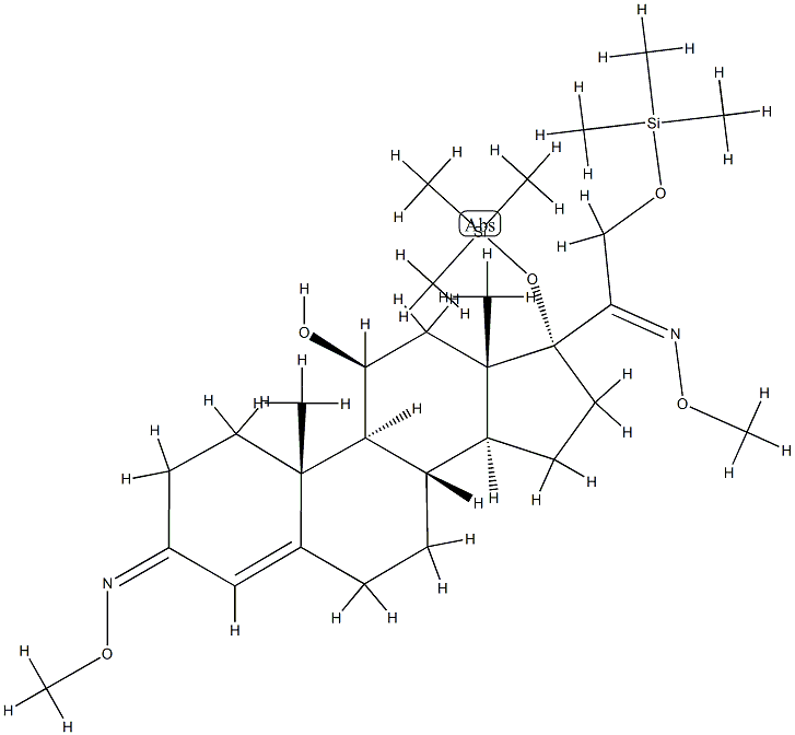 11β-Hydroxy-17,21-bis(trimethylsiloxy)pregn-4-ene-3,20-dione bis(O-methyl oxime) 结构式