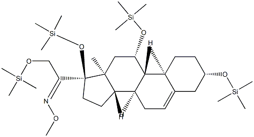 3β,11β,17,21-Tetrakis(trimethylsiloxy)pregn-5-en-20-one O-methyl oxime 结构式