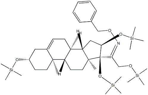 3β,16α,17,21-Tetrakis(trimethylsiloxy)pregn-5-en-20-one O-benzyl oxime 结构式