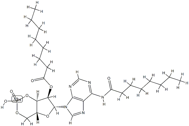 N(1),O(2)-dioctanoyl cyclic AMP 结构式