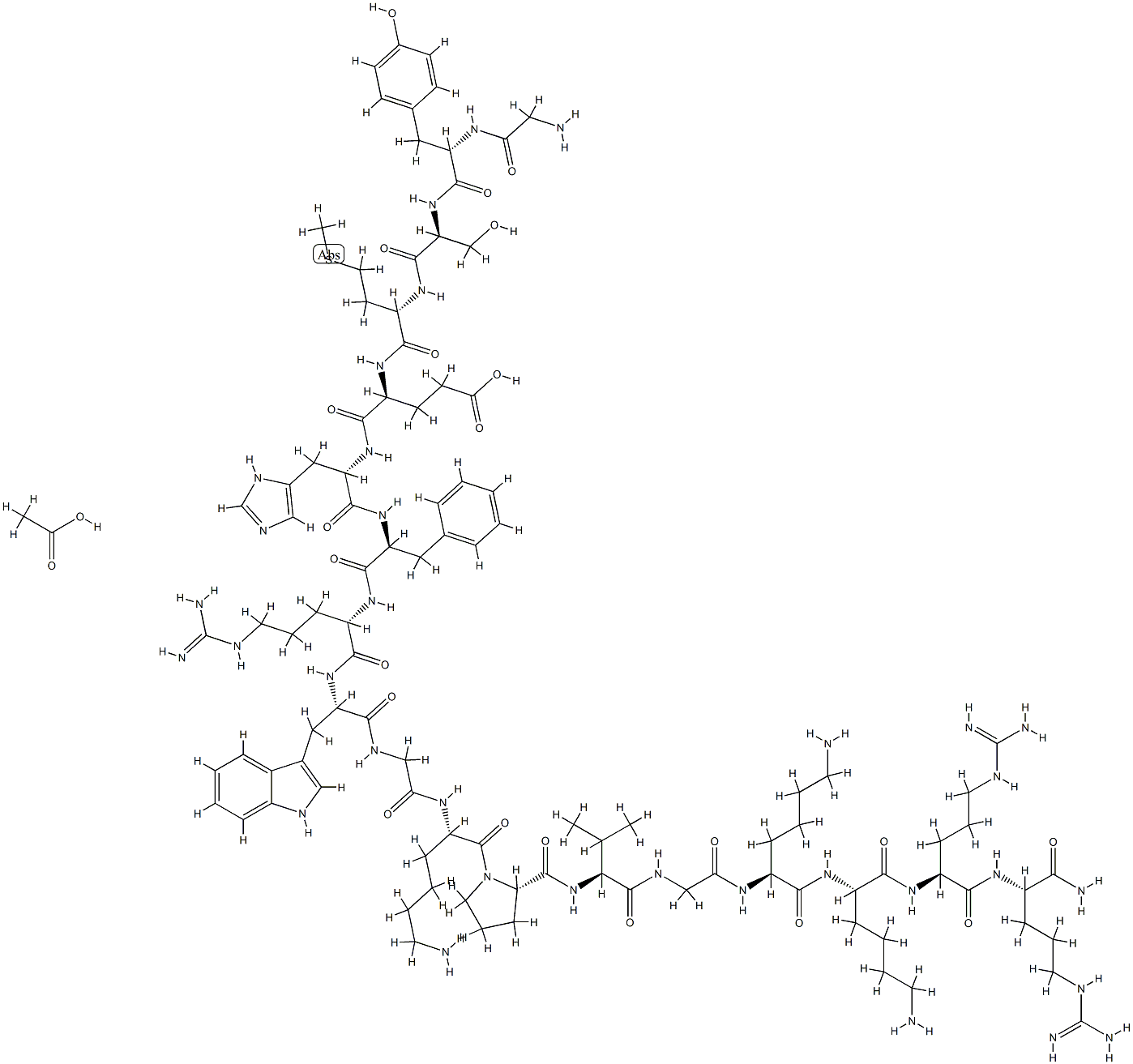 1-甘氨酸-18-L 精氨酰胺-Α1-18促皮质素醋酸盐 结构式