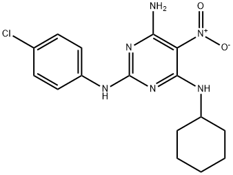 N~2~-(4-chlorophenyl)-N~4~-cyclohexyl-5-nitropyrimidine-2,4,6-triamine 结构式