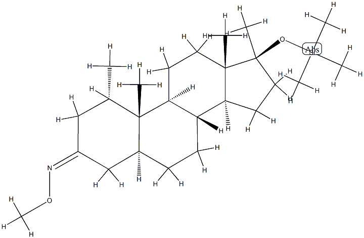 (17S)-1α,17-Dimethyl-17β-(trimethylsiloxy)-5α-androstan-3-one O-methyl oxime 结构式