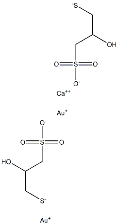 Bis(3-aurio(I)thio-2-hydroxy-1-propanesulfonic acid)calcium salt 结构式