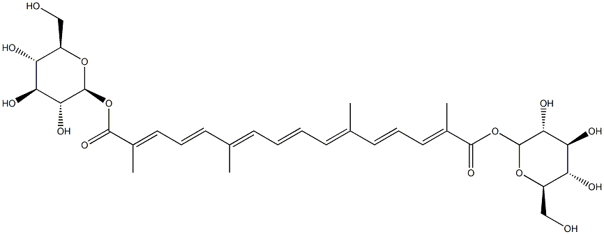 1,1'-[(2E,4E,6E,8E,10E,12E,14E)-2,6,11,15-tetramethyl-2,4,6,8,10,12,14-hexadecaheptaenedioate]-b-D-Glucopyranose 结构式