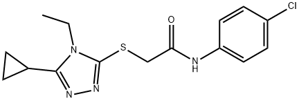 N-(4-chlorophenyl)-2-[(5-cyclopropyl-4-ethyl-4H-1,2,4-triazol-3-yl)sulfanyl]acetamide 结构式