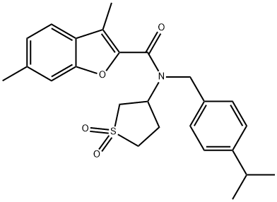 2-Benzofurancarboxamide,3,6-dimethyl-N-[[4-(1-methylethyl)phenyl]methyl]-N-(tetrahydro-1,1-dioxido-3-thienyl)-(9CI) 结构式