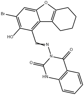 2,4(1H,3H)-Quinazolinedione,3-[[(3-bromo-6,7,8,9-tetrahydro-2-hydroxy-1-dibenzofuranyl)methylene]amino]-(9CI) 结构式