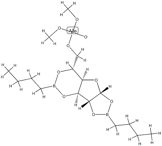 1-O,2-O:3-O,5-O-Bis(butylboranediyl)-α-D-glucofuranose 6-(phosphoric acid dimethyl) ester 结构式
