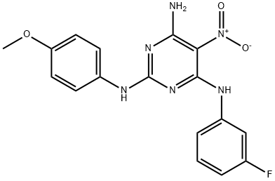 N~4~-(3-fluorophenyl)-N~2~-(4-methoxyphenyl)-5-nitropyrimidine-2,4,6-triamine 结构式