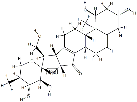 (25S)-1β,3β,21,23α,24β-Pentahydroxy-15-oxo-18-norspirosta-5(6),13(14)-diene 结构式