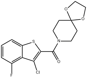 1,4-Dioxa-8-azaspiro[4.5]decane,8-[(3-chloro-4-fluorobenzo[b]thien-2-yl)carbonyl]-(9CI) 结构式