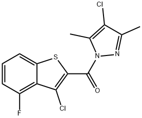 1H-Pyrazole,4-chloro-1-[(3-chloro-4-fluorobenzo[b]thien-2-yl)carbonyl]-3,5-dimethyl-(9CI) 结构式