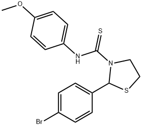 3-Thiazolidinecarbothioamide,2-(4-bromophenyl)-N-(4-methoxyphenyl)-(9CI) 结构式