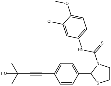 3-Thiazolidinecarbothioamide,N-(3-chloro-4-methoxyphenyl)-2-[4-(3-hydroxy-3-methyl-1-butynyl)phenyl]-(9CI) 结构式