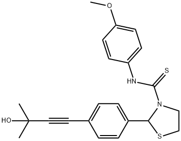 3-Thiazolidinecarbothioamide,2-[4-(3-hydroxy-3-methyl-1-butynyl)phenyl]-N-(4-methoxyphenyl)-(9CI) 结构式