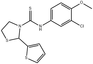 3-Thiazolidinecarbothioamide,N-(3-chloro-4-methoxyphenyl)-2-(2-thienyl)-(9CI) 结构式