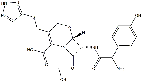 [6R-[6alpha,7beta(R*)]]-7-[[amino(4-hydroxyphenyl)acetyl]amino]-8-oxo-3-[(1H-1,2,3-triazol-4-ylthio)methyl]-5-thia-1-azabicyclo[4.2.0]oct-2-ene-2-carboxylic acid, compound with methanol (1:1) 结构式