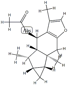 (4R)-3,5β,6bβ-Trimethyl-4,4aα,5,5aα,6,6aα,6b,7-octahydrocycloprop[2,3]indeno[5,6-b]furan-4α-ol acetate 结构式