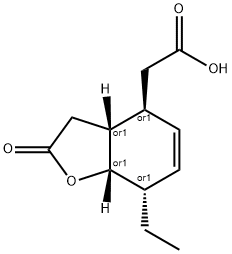 4-Benzofuranaceticacid,7-ethyl-2,3,3a,4,7,7a-hexahydro-2-oxo-,(3aR,4S,7S,7aS)-rel-(9CI) 结构式