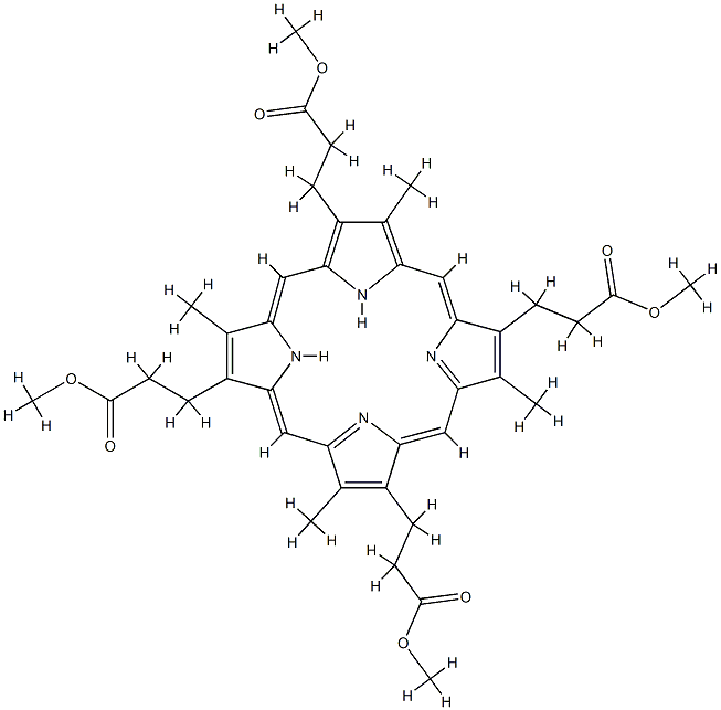 2,7,12,17-Porphinetetrapropionic acid, 3,8,13,18-tetramethyl-, tetrame thyl ester (8CI) 结构式