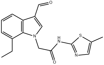 1H-Indole-1-acetamide,7-ethyl-3-formyl-N-(5-methyl-2-thiazolyl)-(9CI) 结构式