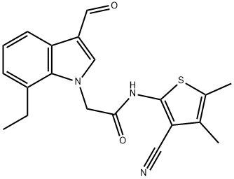 1H-Indole-1-acetamide,N-(3-cyano-4,5-dimethyl-2-thienyl)-7-ethyl-3-formyl-(9CI) 结构式