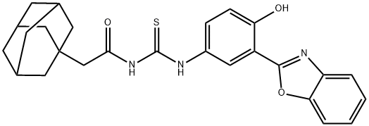 Tricyclo[3.3.1.13,7]decane-1-acetamide, N-[[[3-(2-benzoxazolyl)-4-hydroxyphenyl]amino]thioxomethyl]- (9CI) 结构式