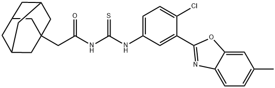 Tricyclo[3.3.1.13,7]decane-1-acetamide, N-[[[4-chloro-3-(6-methyl-2-benzoxazolyl)phenyl]amino]thioxomethyl]- (9CI) 结构式