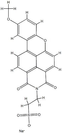 sodium 9-methoxy-1,3-dioxo-1H-xantheno[2,1,9-def]isoquinoline-2(3H)-ethanesulphonate 结构式