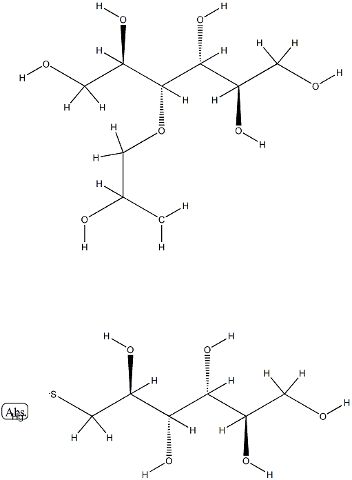 3-O-[2-Hydroxy-3-[[(1-deoxy-D-mannitol-1-yl)thio]mercurio(II)]propyl]-D-mannitol 结构式