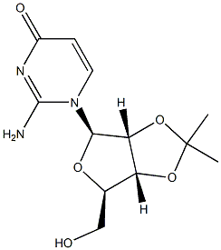 2-氨基-1-[2,3-O-(异丙亚基)-BETA-D-呋喃核糖基]-4(1H)-嘧啶酮 结构式