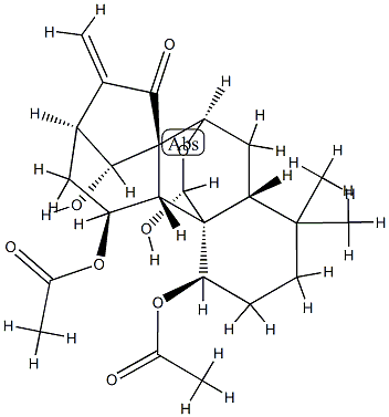 (14R,20S)-1β,11β-Diacetoxy-7α,20-epoxy-14,20-dihydroxykaur-16-en-15-one 结构式