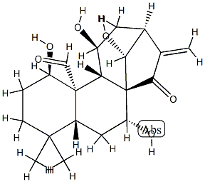 (14R)-1β,7α,11β,14-Tetrahydroxy-15-oxokaur-16-en-20-al 结构式