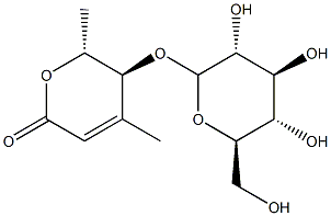 (5S,6R)-5-(β-D-Glucopyranosyloxy)-5,6-dihydro-4,6-dimethyl-2H-pyran-2-one 结构式