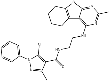 1H-Pyrazole-4-carboxamide,5-chloro-3-methyl-1-phenyl-N-[2-[(5,6,7,8-tetrahydro-2-methyl[1]benzothieno[2,3-d]pyrimidin-4-yl)amino]ethyl]-(9CI) 结构式