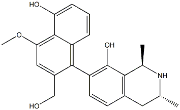 (1R)-1,2,3,4-Tetrahydro-1β,3α-dimethyl-7-(2,5-dihydroxy-4-methoxy-1-naphtyl)isoquinolin-8-ol 结构式