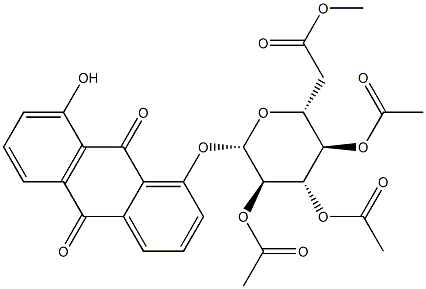 8-Hydroxy-1-(2-O,3-O,4-O,6-O-tetraacetyl-β-D-glucopyranosyloxy)-9,10-anthracenedione 结构式