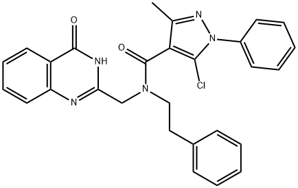 1H-Pyrazole-4-carboxamide,5-chloro-N-[(1,4-dihydro-4-oxo-2-quinazolinyl)methyl]-3-methyl-1-phenyl-N-(2-phenylethyl)-(9CI) 结构式