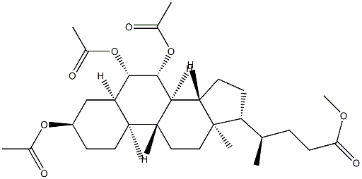 3α,6β,7β-Tris(acetyloxy)-5β-cholan-24-oic acid methyl ester 结构式