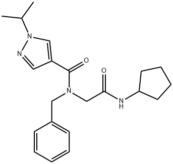 1H-Pyrazole-4-carboxamide,N-[2-(cyclopentylamino)-2-oxoethyl]-1-(1-methylethyl)-N-(phenylmethyl)-(9CI) 结构式